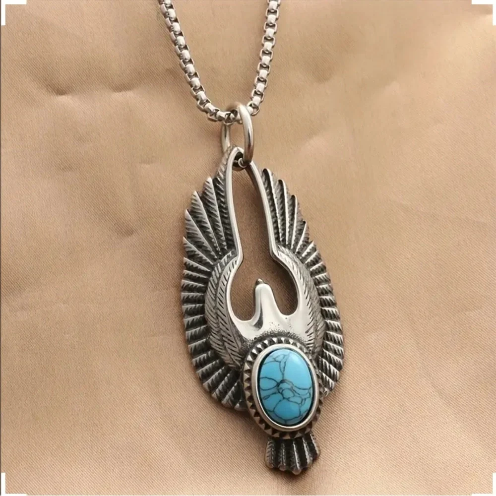Silver Turquoise Pendant Necklace